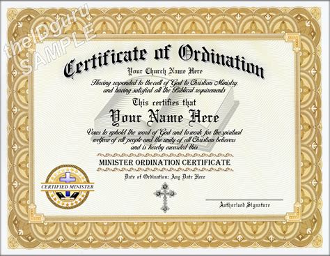 free online ordained minister certificate.